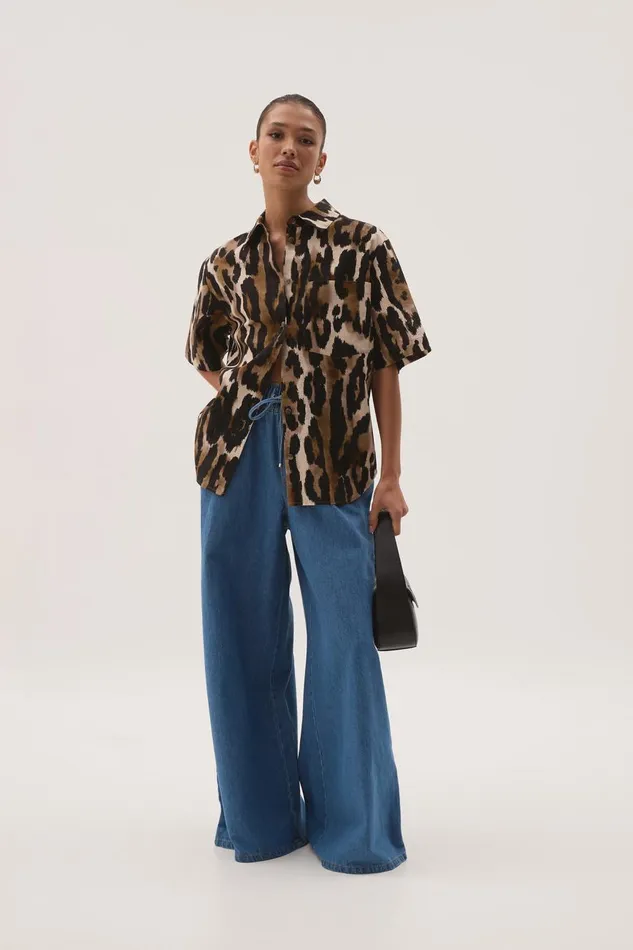 Aje Tops Airlie Short Sleeve Shirt Animal 8211 Women Aje Tops Airlie Short Sleeve Shirt Animal 8211 Women