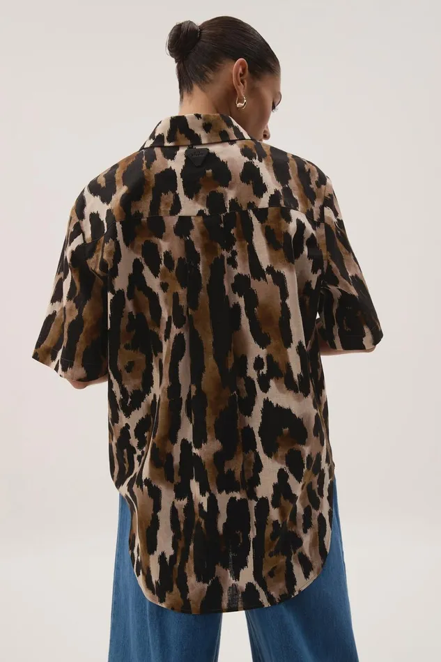 Aje Tops Airlie Short Sleeve Shirt Animal 8211 Women Aje Tops Airlie Short Sleeve Shirt Animal 8211 Women