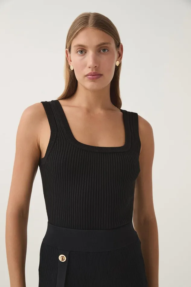 Aje Tops Bronte Scoop Neck Rib Tank Black 8211 Women