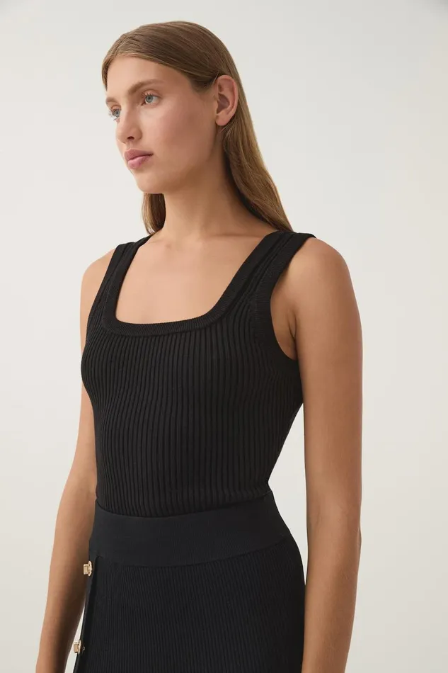 Aje Tops Bronte Scoop Neck Rib Tank Black 8211 Women