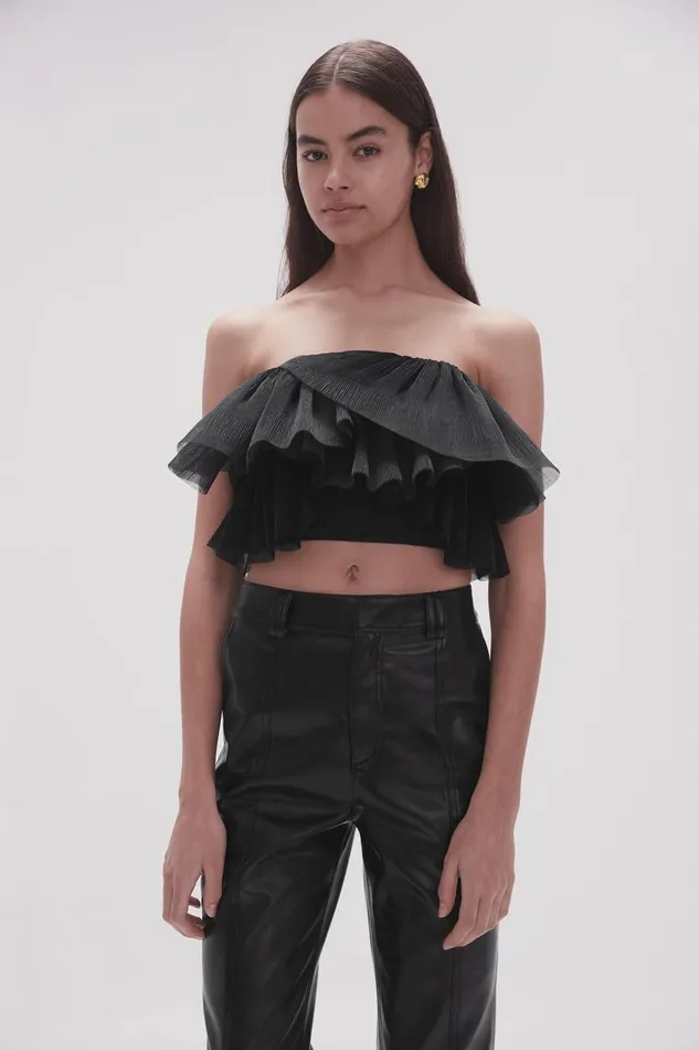 Aje Tops Elsie Pleated Bustier Black 8211 Women