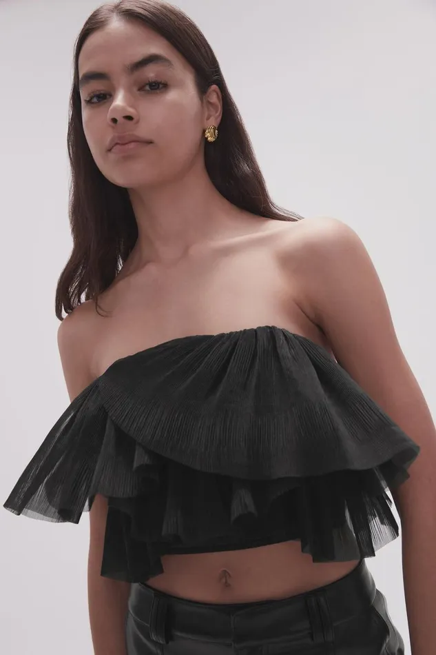 Aje Tops Elsie Pleated Bustier Black 8211 Women