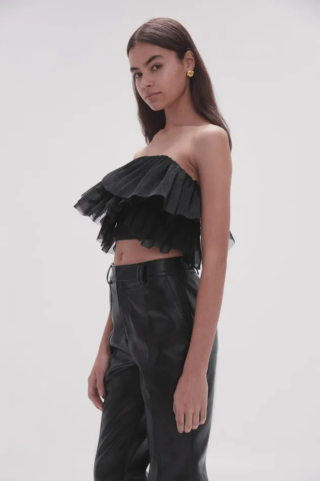 Aje Tops Elsie Pleated Bustier Black 8211 Women