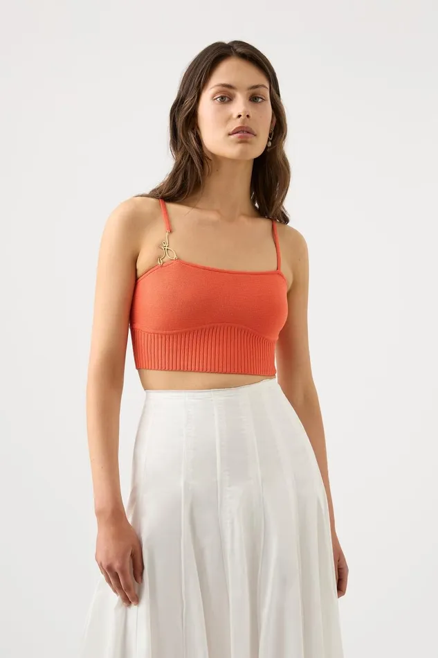 Aje Tops Lucia Knit Bustier Coral 8211 Women