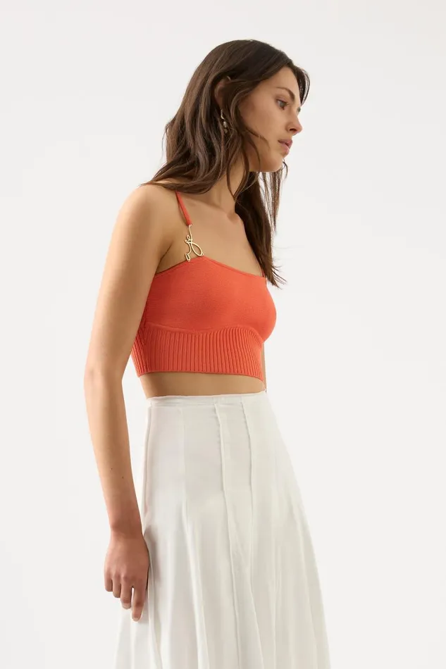 Aje Tops Lucia Knit Bustier Coral 8211 Women Aje Tops Lucia Knit Bustier Coral 8211 Women
