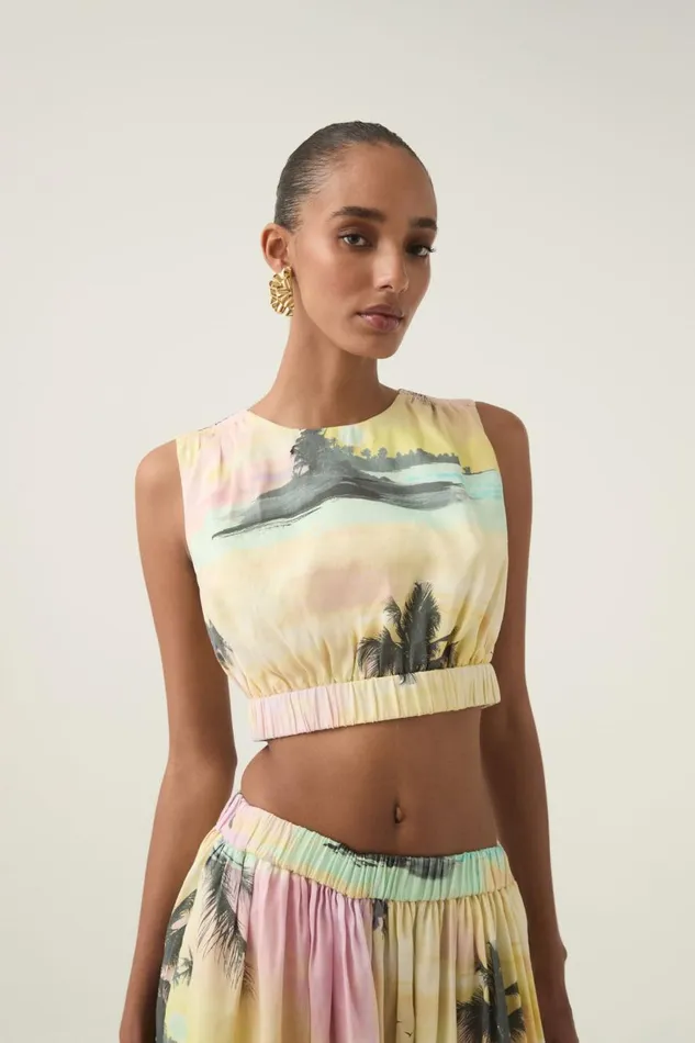 Aje Tops Nicolette Elasticated Top Sunset Sky 8211 Women Aje Tops Nicolette Elasticated Top Sunset Sky 8211 Women