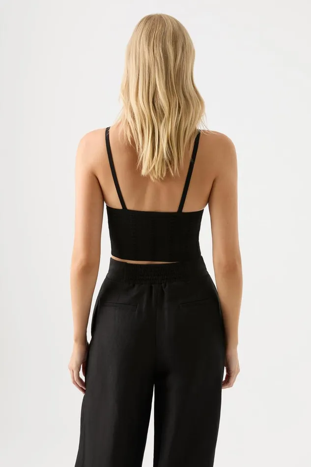 Aje Tops Phaedra Ottoman Knit Bustier Black 8211 Women Aje Tops Phaedra Ottoman Knit Bustier Black 8211 Women