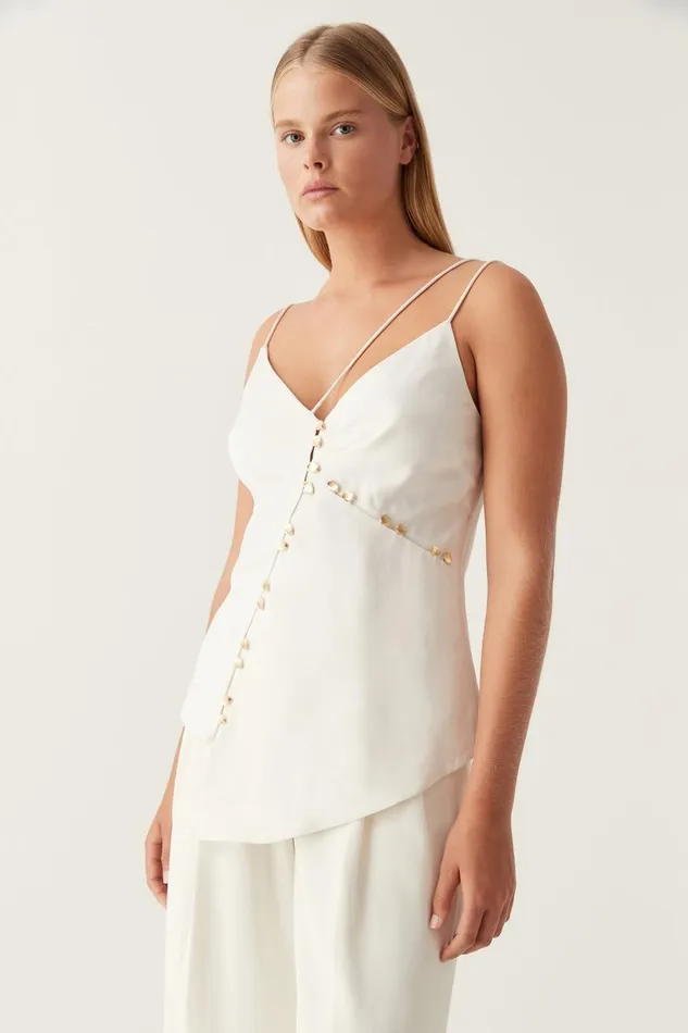 Aje Tops Riddle Button Down Top Ivory 8211 Women Aje Tops Riddle Button Down Top Ivory 8211 Women
