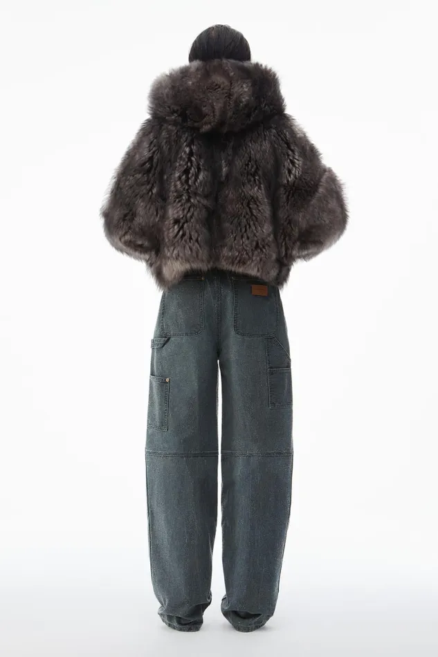 Alexander Wang Denim Women Crystal Hotfix High Waisted Workwear Carpenter Pants In Cotton