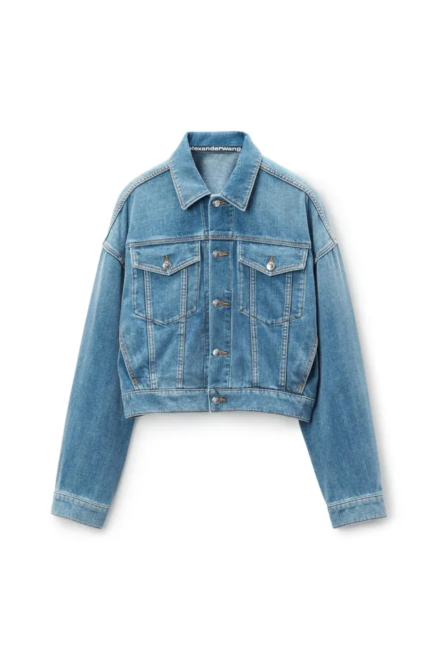 Alexander Wang Denim Women Oversized Trucker Jacket In Brushed Denim