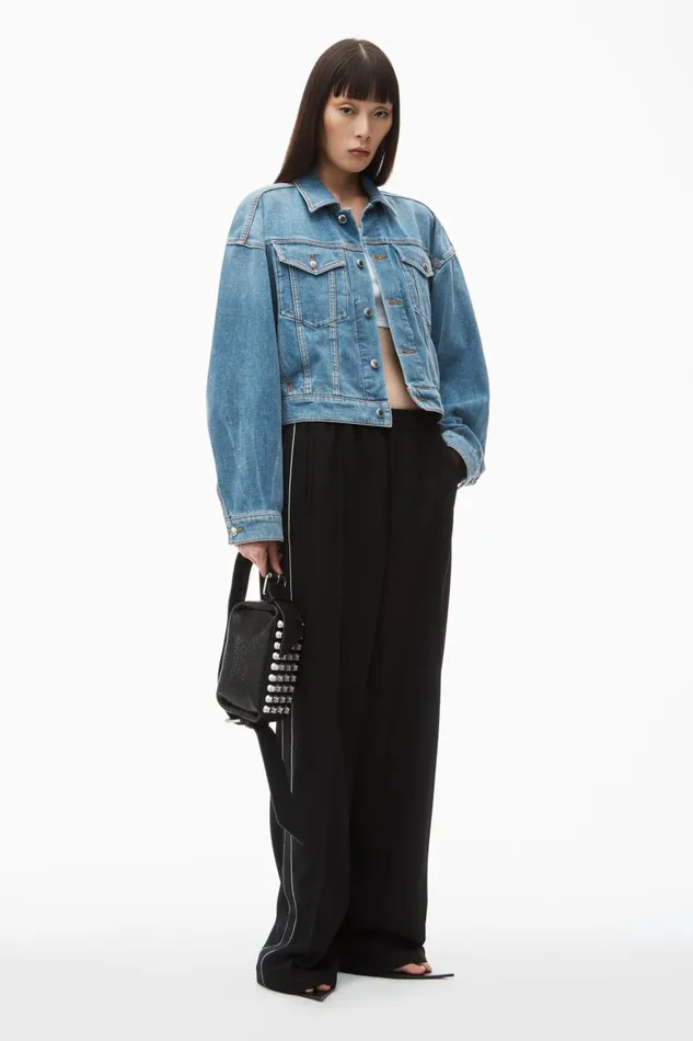 Alexander Wang Denim Women Oversized Trucker Jacket In Brushed Denim