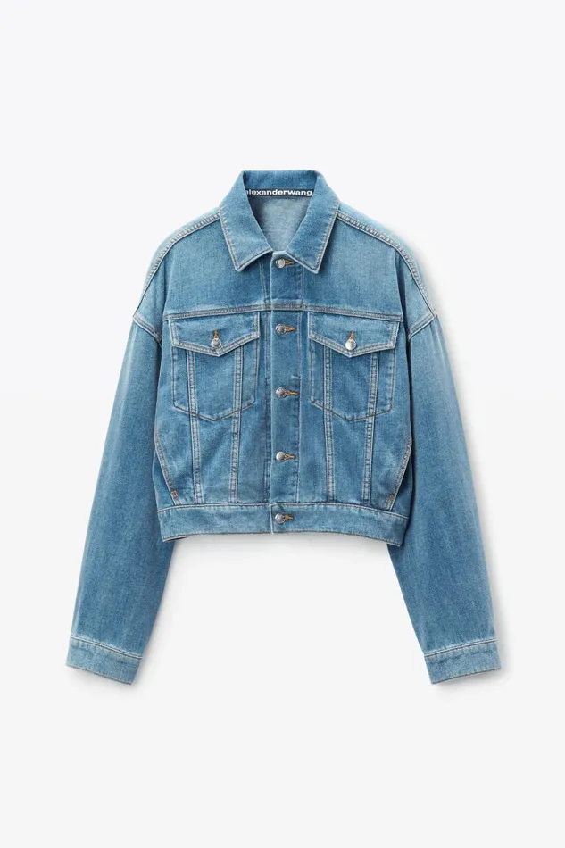 Alexander Wang Denim Women Oversized Trucker Jacket In Brushed Denim