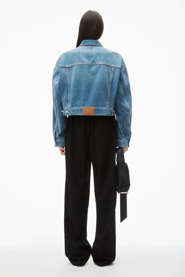Alexander Wang Denim Women Oversized Trucker Jacket In Brushed Denim