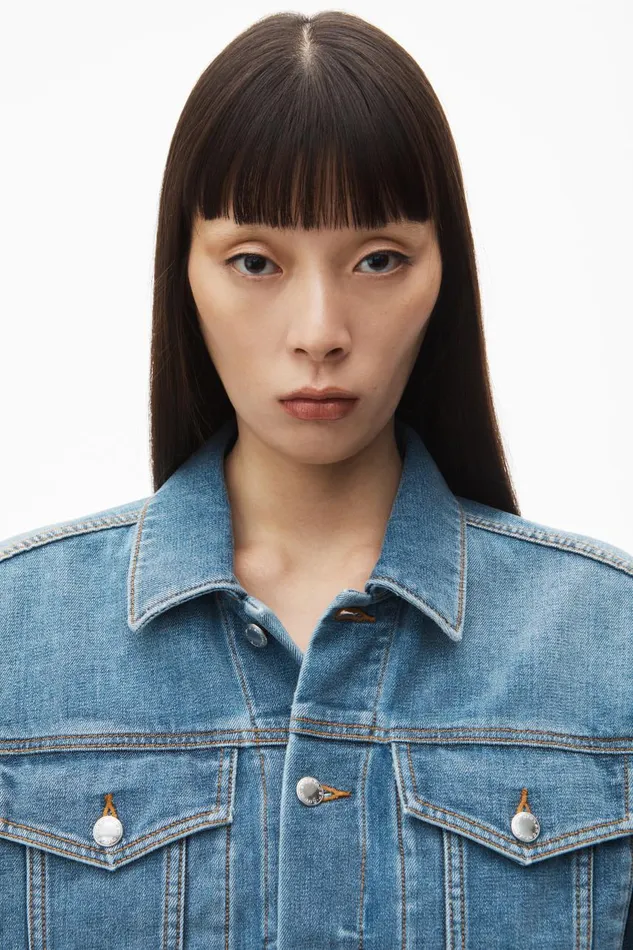 Alexander Wang Denim Women Oversized Trucker Jacket In Brushed Denim