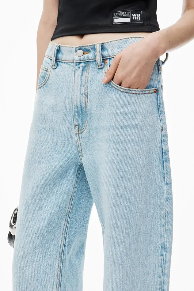 Alexander Wang Denim Women Zipped Back Slit WideLeg Jeans
