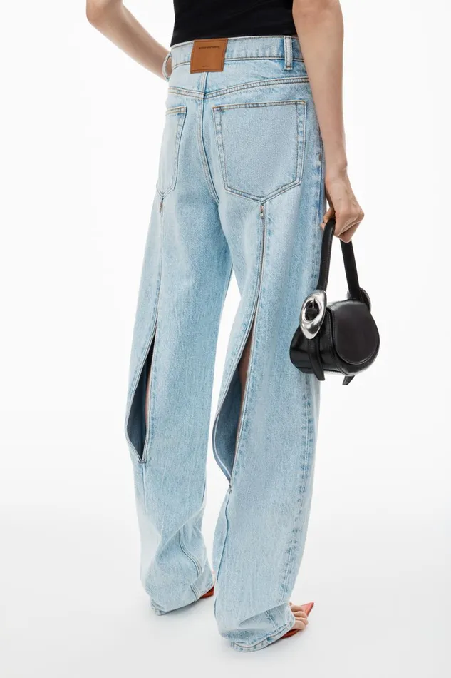 Alexander Wang Denim Women Zipped Back Slit WideLeg Jeans