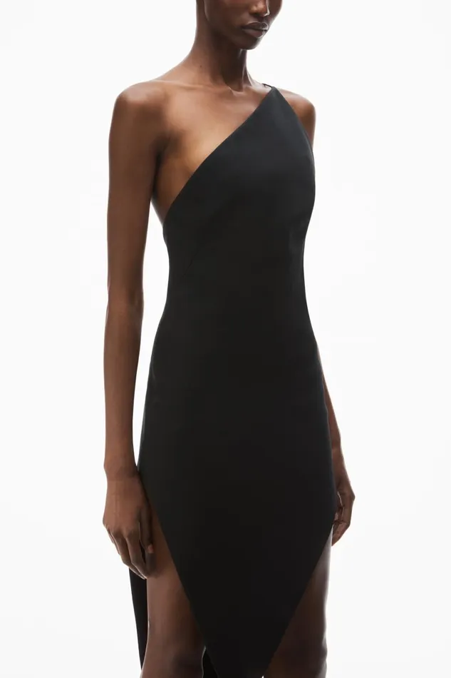 Alexander Wang Dresses Women Asymmetric Slit Midi Dress In Wool Twill