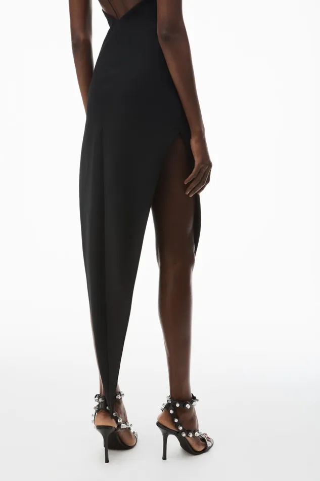 Alexander Wang Dresses Women Asymmetric Slit Midi Dress In Wool Twill