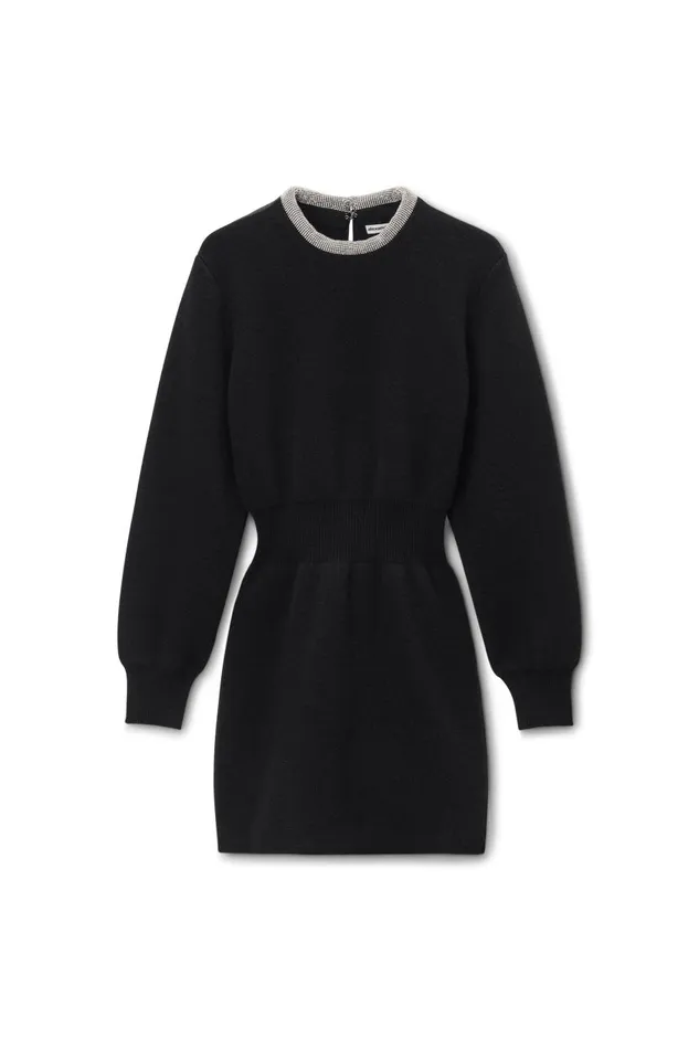 Alexander Wang Dresses Women Long Sleeve Dress In Wool Blend With Crystal Hotfix Trim Alexander Wang Dresses Women Long Sleeve Dress In Wool Blend With Crystal Hotfix Trim