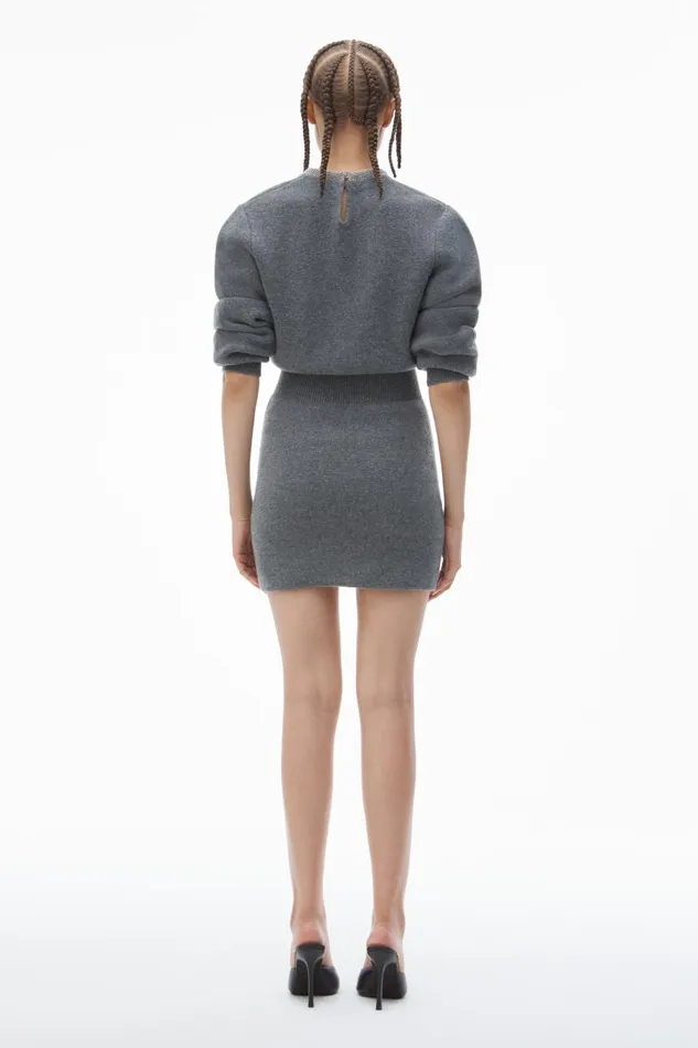 Alexander Wang Dresses Women Long Sleeve Dress In Wool Blend With Crystal Hotfix Trim
