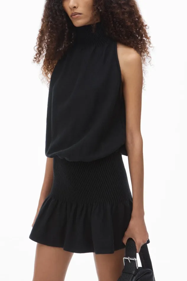 Alexander Wang Dresses Women Ruched Turtleneck Halter Dress