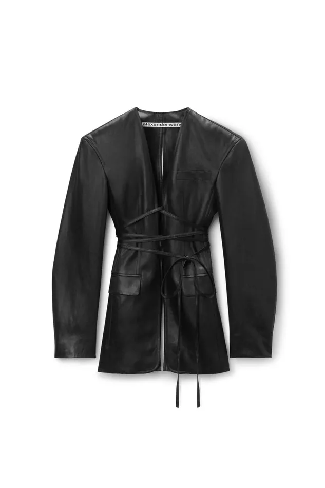 Alexander Wang Jackets Women Open Front Blazer With SelfTie Closure In Linen Chintz Alexander Wang Jackets Women Open Front Blazer With SelfTie Closure In Linen Chintz
