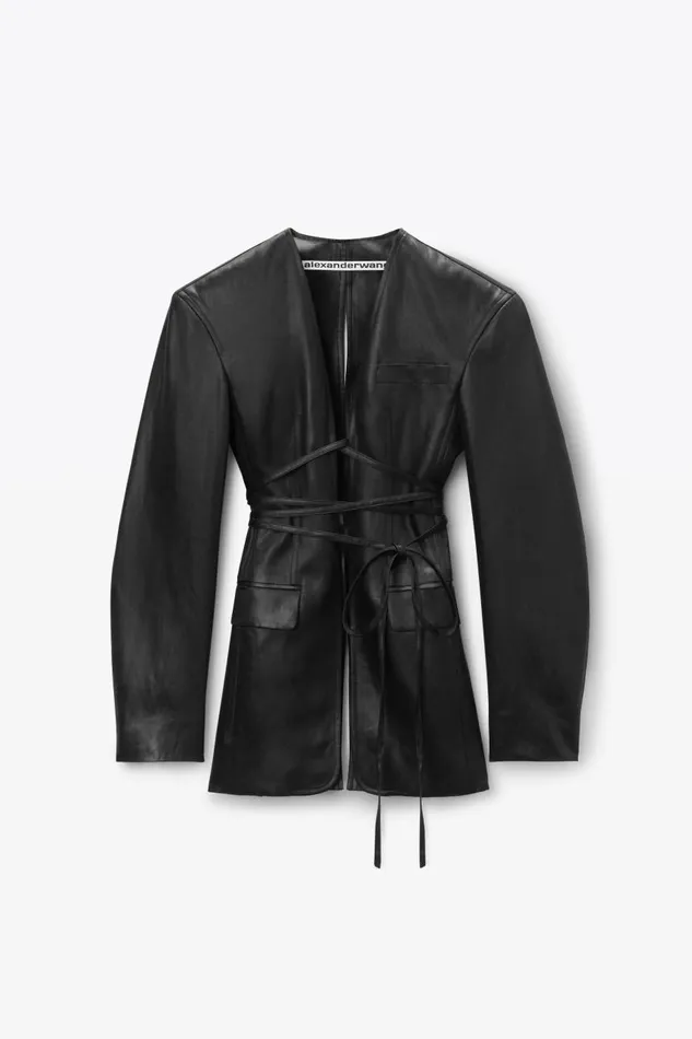 Alexander Wang Jackets Women Open Front Blazer With SelfTie Closure In Linen Chintz