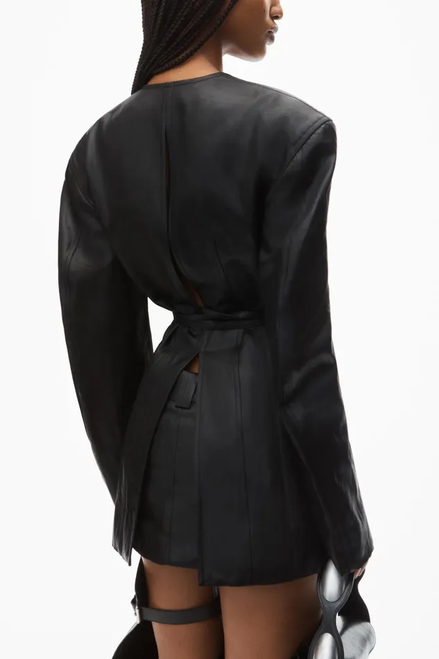 Alexander Wang Jackets Women Open Front Blazer With SelfTie Closure In Linen Chintz