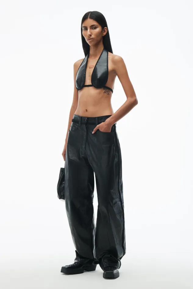 Alexander Wang Pants Women Low Waist Crochet Trouser In Leather