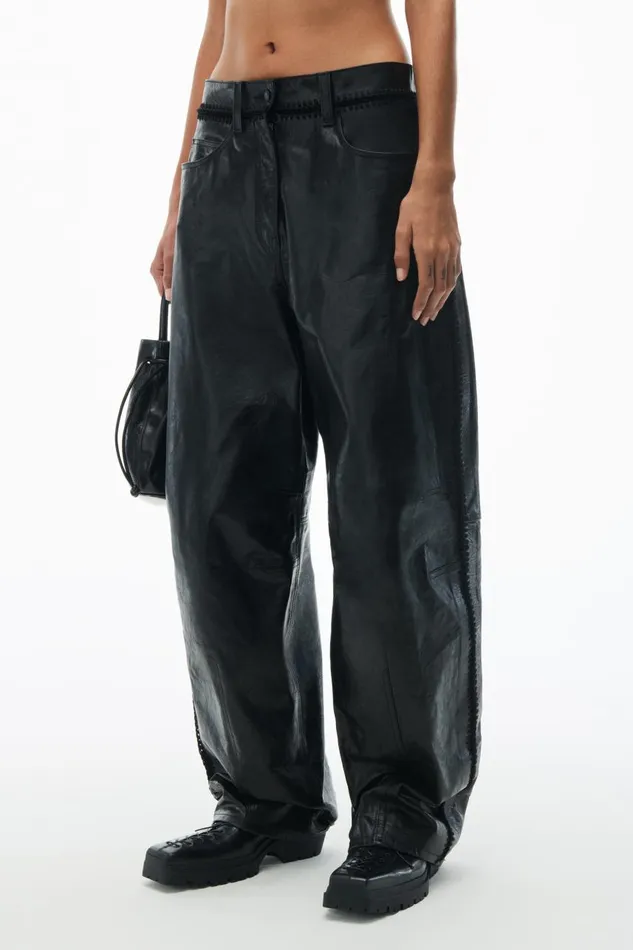 Alexander Wang Pants Women Low Waist Crochet Trouser In Leather