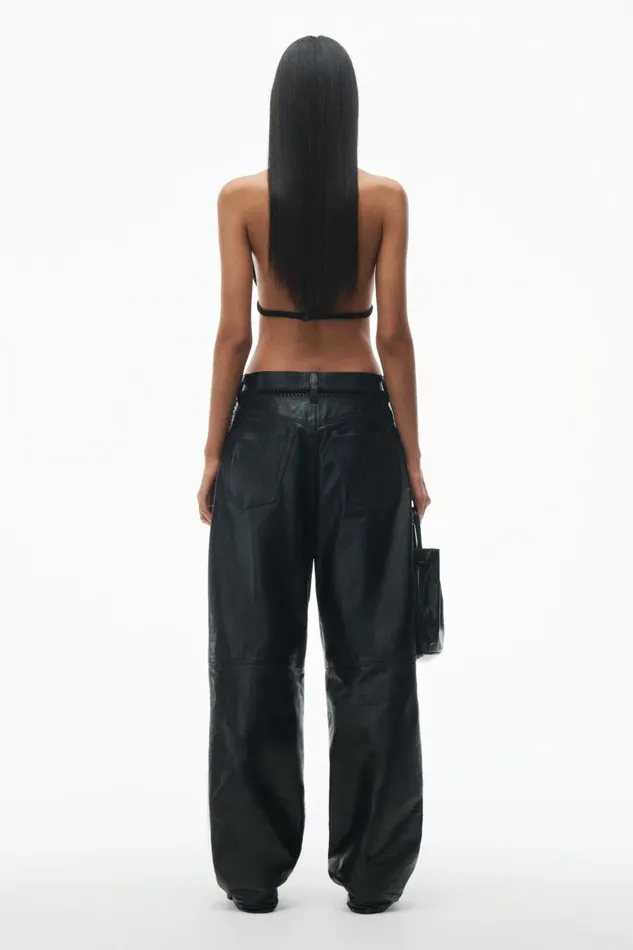 Alexander Wang Pants Women Low Waist Crochet Trouser In Leather