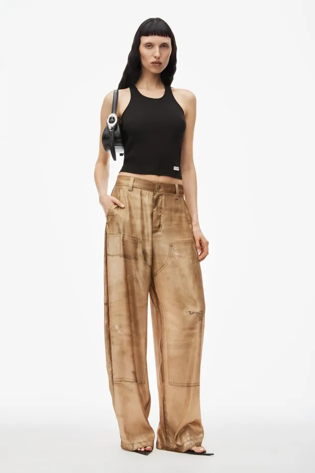 Alexander Wang Pants Women WideLeg Pant In Workwear TrompeL039oeil Print