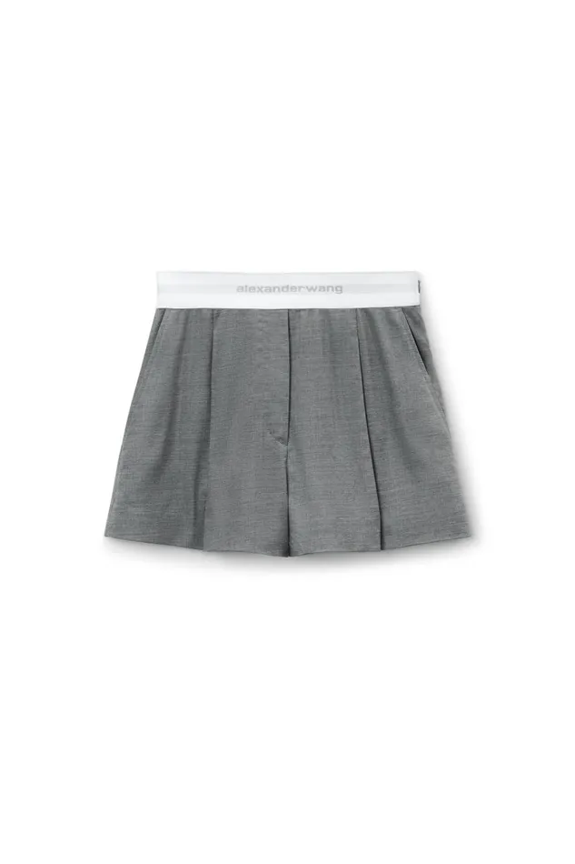 Alexander Wang Shorts Women HighWaist Pleated Short With Logo Elastic