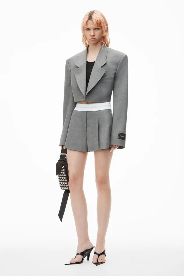 Alexander Wang Shorts Women HighWaist Pleated Short With Logo Elastic