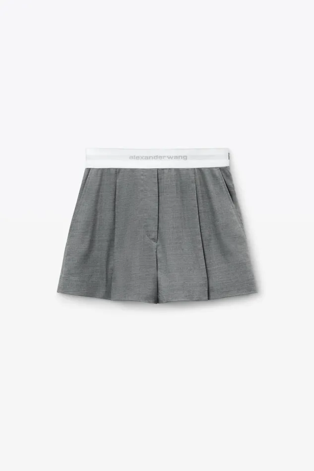 Alexander Wang Shorts Women HighWaist Pleated Short With Logo Elastic