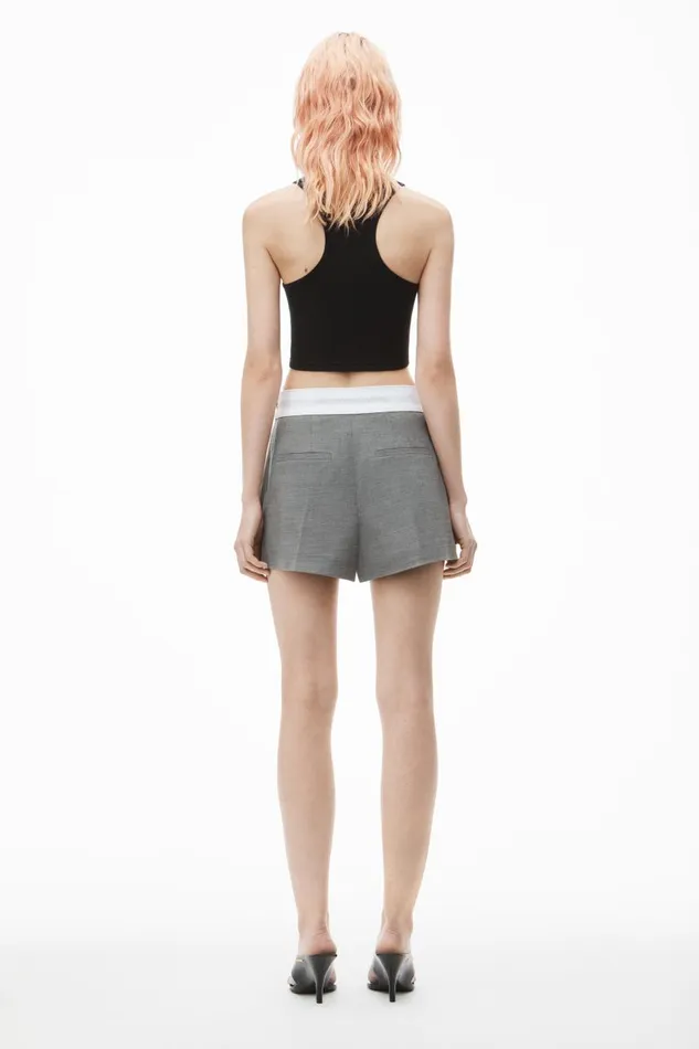 Alexander Wang Shorts Women HighWaist Pleated Short With Logo Elastic