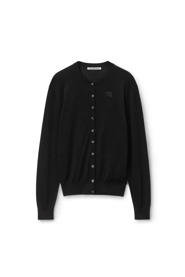 Alexander Wang Sweaters Women LogoEmbossed Cardigan In Superfine Merino Wool