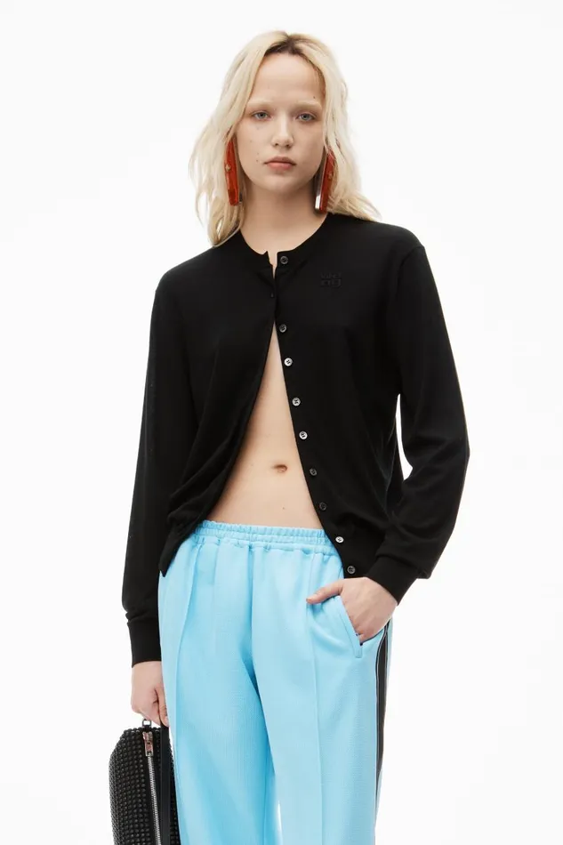 Alexander Wang Sweaters Women LogoEmbossed Cardigan In Superfine Merino Wool