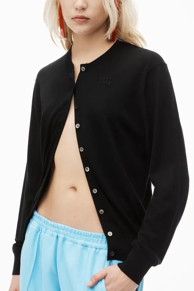 Alexander Wang Sweaters Women LogoEmbossed Cardigan In Superfine Merino Wool