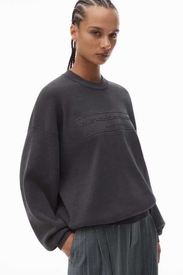 Alexander Wang Sweaters Women LogoEmbossed Sweater In RibKnit