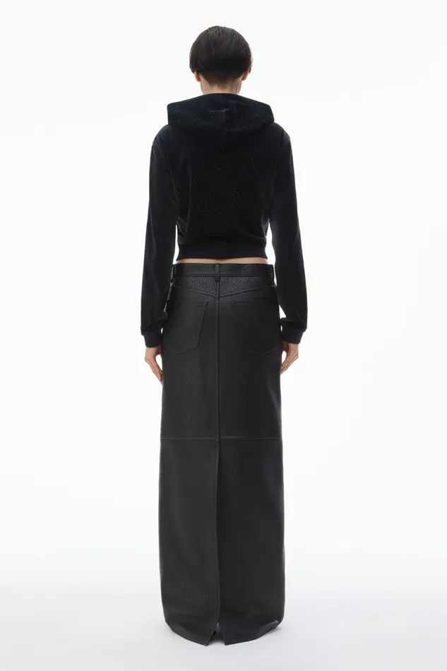 Alexander Wang Sweatshirts Women Hoodie With Clear Bead Hotfix In Crushed Velour