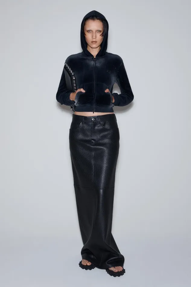 Alexander Wang Sweatshirts Women Hoodie With Clear Bead Hotfix In Crushed Velour