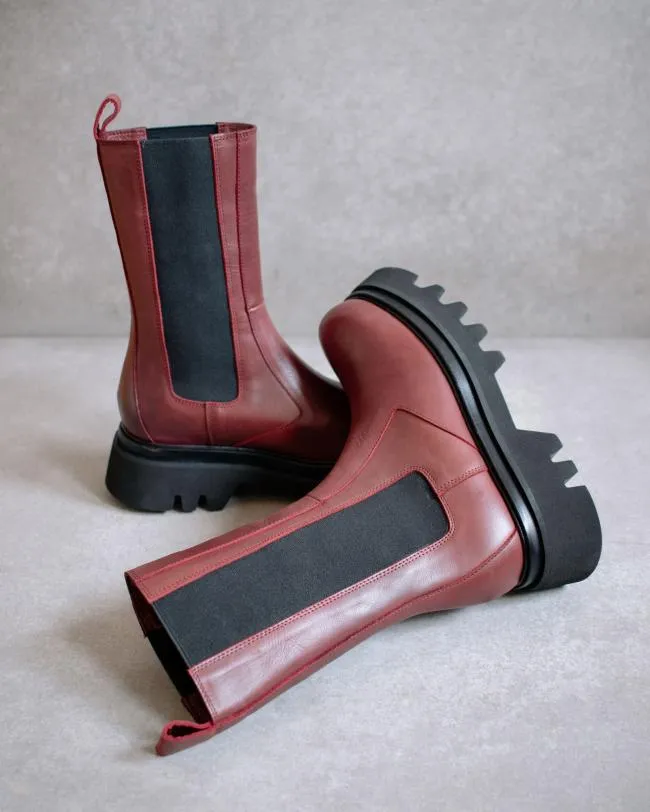 ALOHAS Boots All Rounder 8211 Red Leather Boots 8211 Women