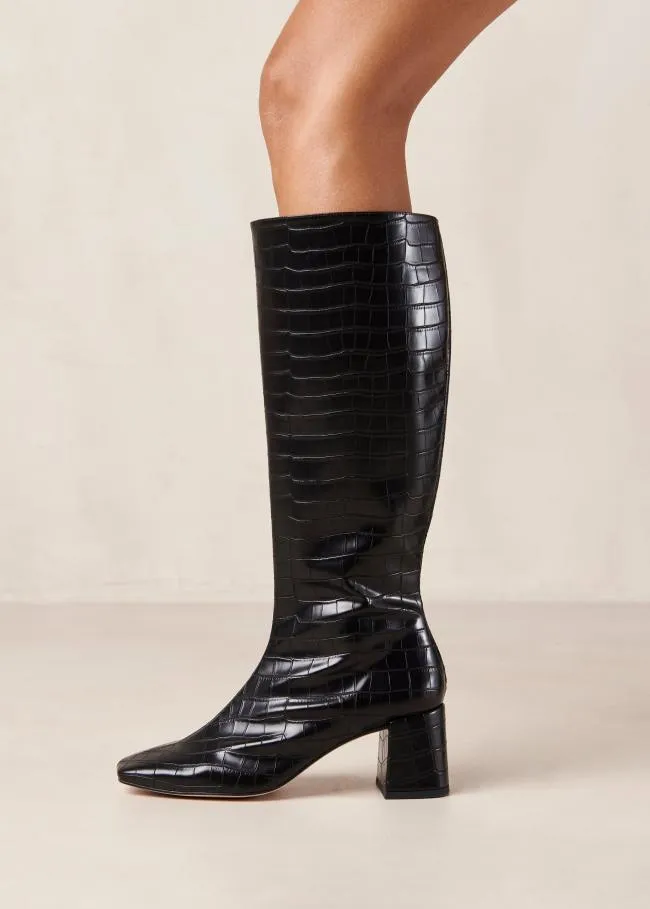 ALOHAS Boots Chalk Alli 8211 Black Vegan Leather Boots 8211 Women