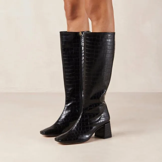 ALOHAS Boots Chalk Alli 8211 Black Vegan Leather Boots 8211 Women