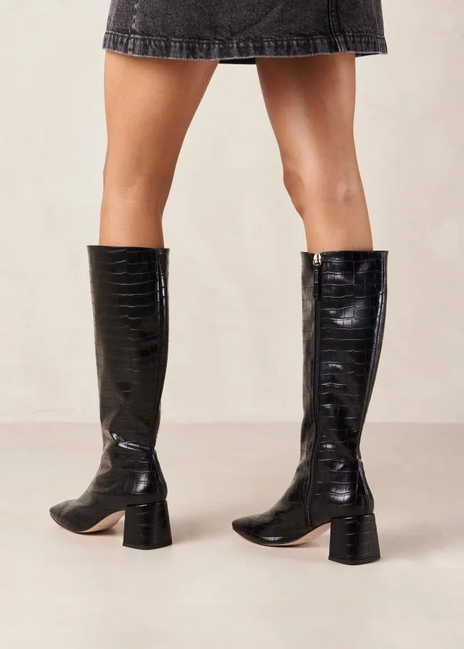 ALOHAS Boots Chalk Alli 8211 Black Vegan Leather Boots 8211 Women