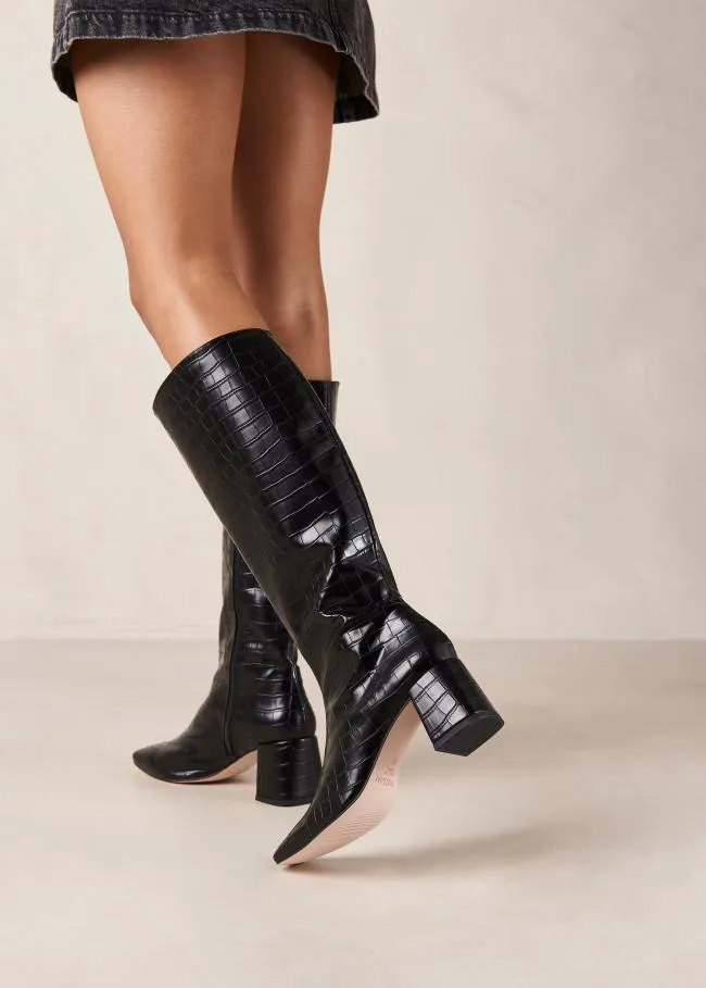 ALOHAS Boots Chalk Alli 8211 Black Vegan Leather Boots 8211 Women