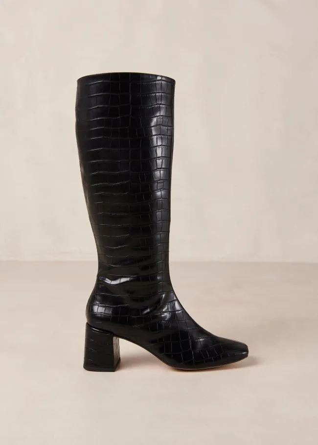 ALOHAS Boots Chalk Alli 8211 Black Vegan Leather Boots 8211 Women