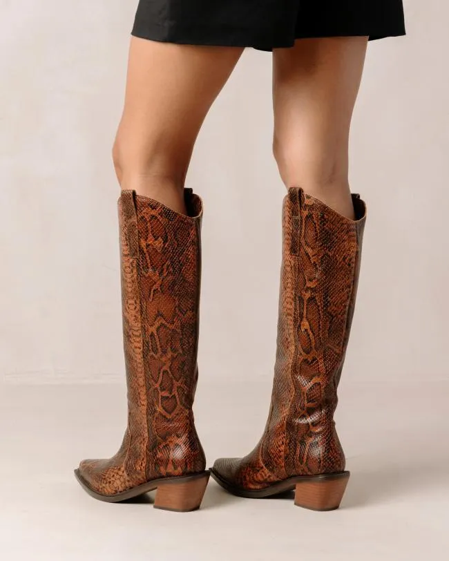 ALOHAS Boots Mount Indo 8211 Brown Snakeskin Leather Boots 8211 Women