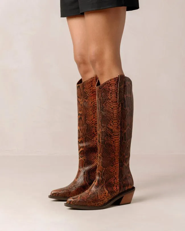 ALOHAS Boots Mount Indo 8211 Brown Snakeskin Leather Boots 8211 Women